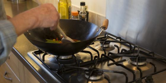 Cooking on a gas hob