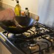 Cooking on a gas hob