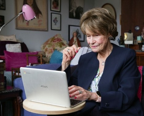 Woman using laptop